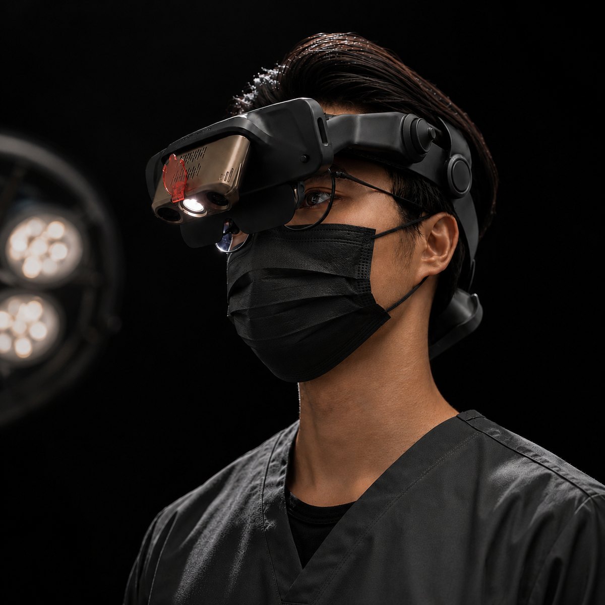 Clinician wearing arLoupe